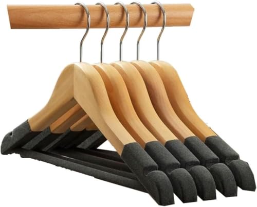 Paquete de 10 perchas de madera para ropa antideslizantes para hombre, gancho giratorio de 360°, ideal para pantalones y abrigos, diseño que ahorra espacio