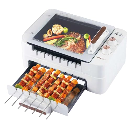 MIOAOTCE 3-IN-1 Skewer Electric Indoor Grill - 1000W Electric Grill with 360° Auto-Rotating,...