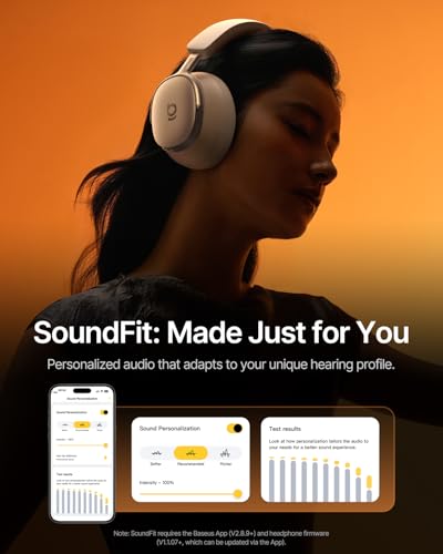 Image of Baseus Inspire XH1 Adaptive Active Noise Cancelling Headphones, Sound by Bose, Dolby Audio, Premium Real-Time Adaptive ANC, Adaptive Rich Sound, Hi-Res Audio, 100H Playtime - Starlight Off-White