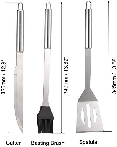Set de utensilios para parrilla BBQ de 18 piezas en acero inoxidable miniatura 4