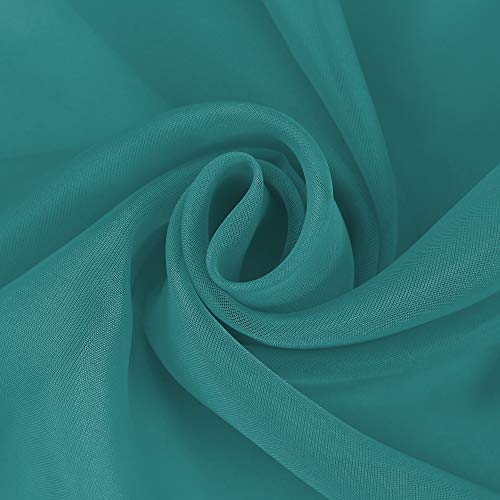 HUTO Teal Forest Green Sheer Window Scarf Valance for Girls Room Soft Voile Curtain Scaves Wedding Party Bed Canopy,1 Panel 52 x 144 Inches Long by HUTO - Image 6