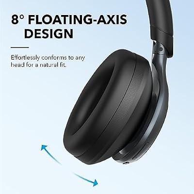 Soundcore by Anker, Space One, Active Noise Cancelling Headphones, 2X Stronger Voice Reduction, 40H ANC Playtime, LDAC Hi-Res Wireless Audio, Comfortable Fit, Clear Calls, Bluetooth 5.3 (Abyss Black)