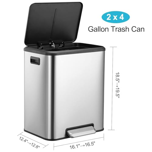 Caneca de basura rectangular acero inoxidable 60 litros miniatura 2