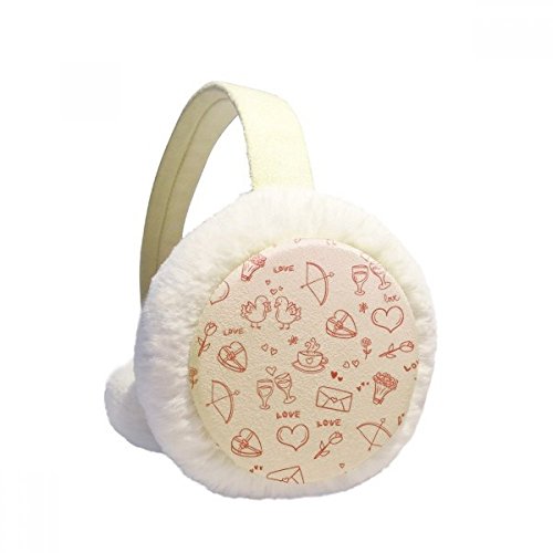 Orejeras de felpa rosa con corazones rojos de DIYthinker para el frío invierno