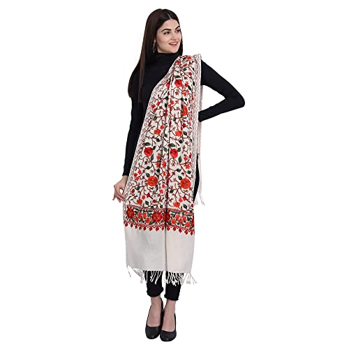 Zamour Women Large Scarf Wrap Faux Pashmina Wool, Indian Kashmiri Embroidered Oversized Winter Scarves Wraps Stole Shawl