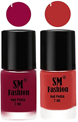 Image of Long Lasting Nail Polish | Nail Paint Combo 7 ml Each) - Set of 2 Cherry Blossom-Coral Pink