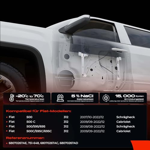 Frankberg Fensterheber mit Motor Vorne Links Kompatibel mit 500 2007-Heute 500 C 2009-Heute 500/595/695 2008-Heute 500C/595C/695C 2009-Heute Replace# 68070267AD