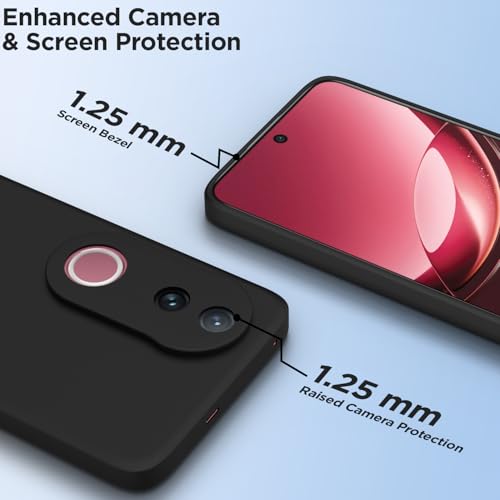 Image of Outlouders Back Cover for iQOO Z10R 5G / Vivo V50 5G / V50e 5G / Vivo T4R 5G | Camera Protection | Durable Soft Matte Silicone Bumper Case (Black)