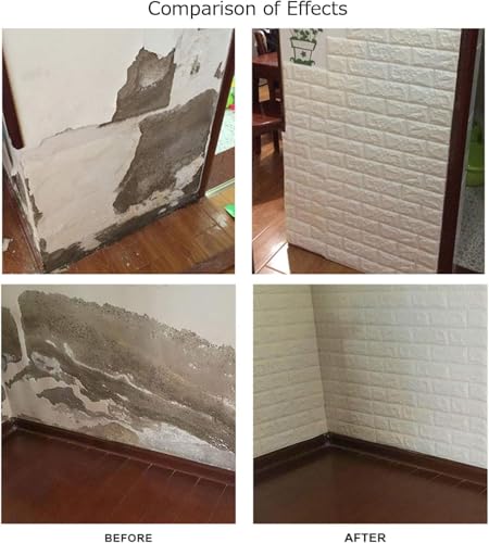 Image of Barebeauty 3D Wall Panel Wallpaper, Self Adhesive PE Foam Brick Sticker, Waterproof Peel & Stick Wall Covering for Home, Bedroom & Living Room Decor, 70 x 77 cm (Pack of 25, 145 Sq. Ft. Approx)