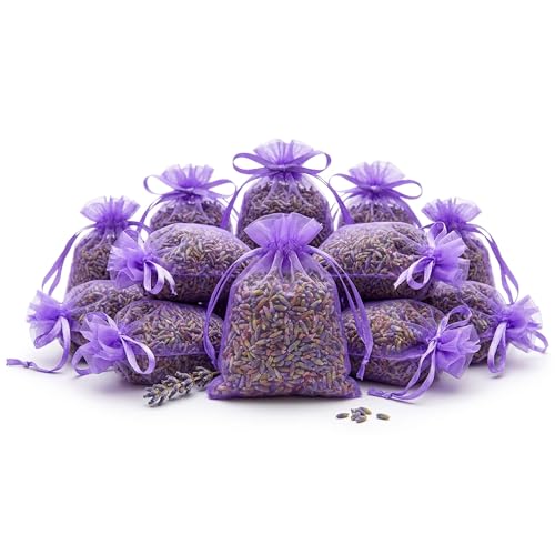 OLILLY Récolte 2025-12 Sachets Violets avec Lavande de Provence - 120 grammes de Lavande Naturelle (Violet, 12 Sachets)