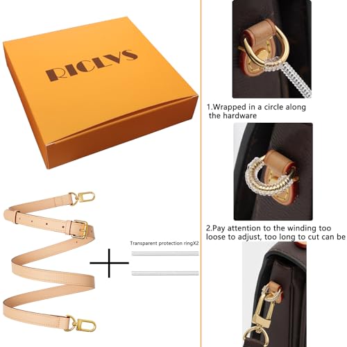 Image of Genuine Vachetta Leather Crossbody Strap Genuine Leather Adjustable Replacement Strap for Shoulder Bag Handbag Purse