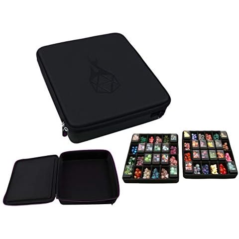 Forged Dice Co. Double Dice Tray Dice Case - Holds 40 Plastic Dice Storage Cubes or 14 Dice Per Section up to 560 Total Dice - Dice Tray and Display Case Compatible with Chessex Cubes and DND Dice Cover