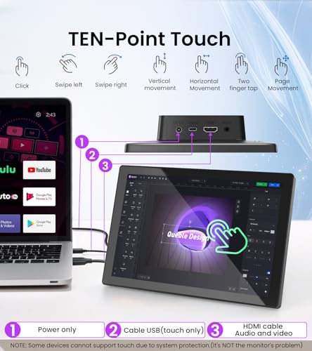 Image of 10.1 Inch Touchscreen Monitor with case for pi, 1280x800 HD IPS Portable HDMI Touch Screen Display for Raspberry Pi 5 /4B /3B+ /3B /B+ Jetson Nano Win11 /10 /8 /7 PC Laptop, Dual-Speaker, Fan