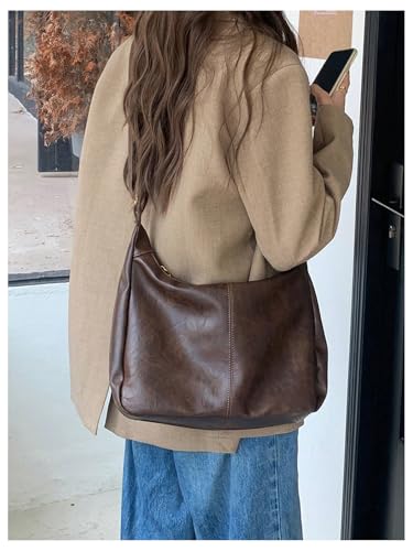 Image of Floerns Women's Soft PU Leather Crossbody Bag Vintage Slouchy Hobo Bag with Zipper