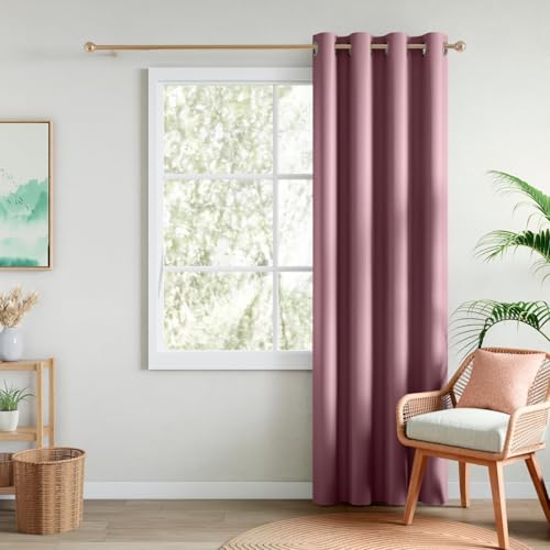 Image of Rivermoor Blackout Curtains Set of 1 | Blackout Curtains 7 feet Long for Living Room & Bedroom | Dusty Rose | 80% Room Darkening | 250 GSM | Acrylic Eyelet | 114 x 213 cm