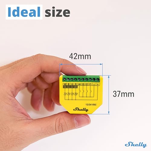 Shelly Plus RGBW PM, Controller Wi-Fi per Strisce LED, 12V o 24VDC, 3 Profili di Illuminazione, Misurazione dei Consumi, Dimmer per Luce Bianca o Colorata, Nessun Hub Richiesto, Alexa e Google Home - Immagine 1