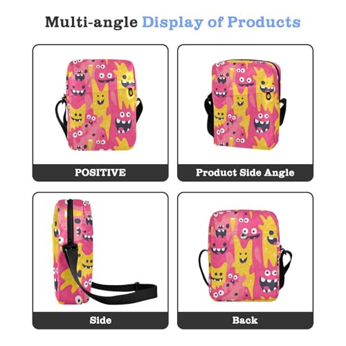 KLL Cartoon Cute Monsters cute messenger bag Vegan Leather cross body bag men Shopping Shoulder Handbag4