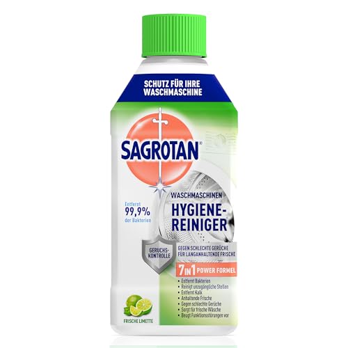 Sagrotan Waschmaschinen Hygiene-Reiniger Frische Limette – Maschinenreiniger für eine hygienische Waschmaschine – 4 x 250 ml