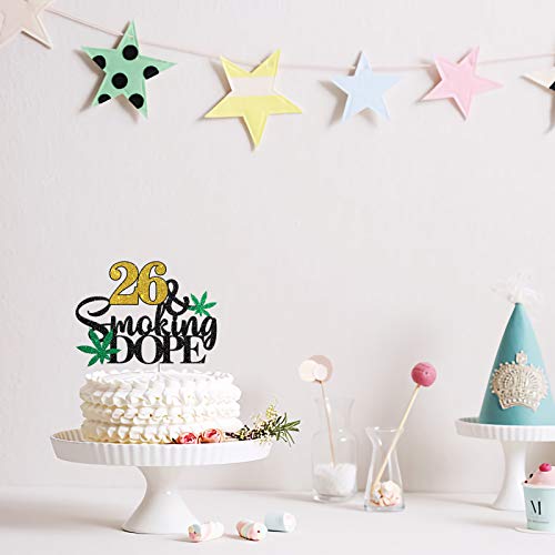 26 & Dope Cake Topper, Have a Dope Birthday Cake Decor, Happy 26th Birthday Cake Topper, Marijuana/Weed Birthday Party Decoration - Black & Gold Glitter 5 26 & Dope Cake Topper, Have a Dope Birthday Cake Decor, Happy 26th Birthday Cake Topper, Marijuana/Weed Birthday Party Decoration - Black & Gold Glitter - Image 6