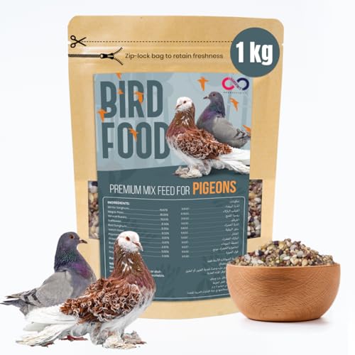 Brandsfinity 1Kg Premium Bird Food for Pigeons Bird Feed for Domestic Pigeons Nutrient-Rich Seeds including White Sorghum Maple Peas and Millet