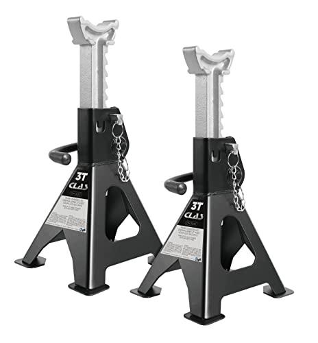 CLAS Equipements - Paire de Chandelles Crémaillères pour Voiture 3T avec Goupilles de Sécurité - De 276 à 420 mm - 6.4 kg - OM 3030