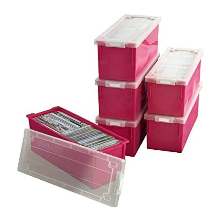 Amazon Co Jp Cdケース Dvdケース 収納ボックス フタ付き 同色 6個組 日本製 Mj Cd Dvd ピンク パソコン 周辺機器