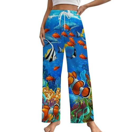 Pantalon de pyjama femme pour dormir sans gêne bas de nuit doux avec poches S