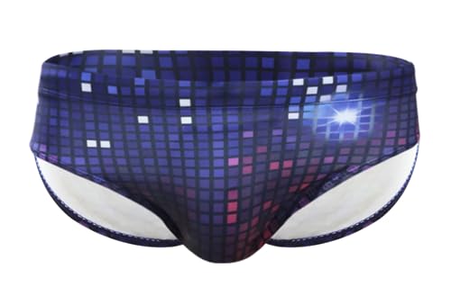 Men's Disco Ball Padded Enhancing Swim Briefs, Front Removable Pad and Push-Up Cup