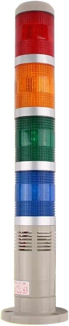 12V/24V/110V/220V Industrial LED Signal Tower Light, Multilayer Safety Stack Alarm Lamp with Buzzer, Warning Indicator for Machine(4 Layer Sound,110V Steady Light)