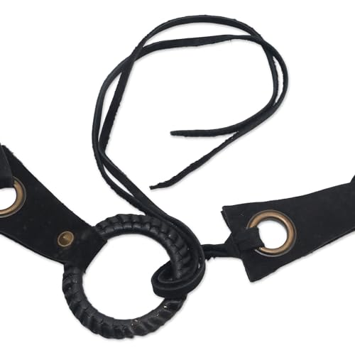 NOVICA Artisan Handmade Leather Belt Black Contemporary Stainless Steel Accented Accessories Belts Solid Indonesia ' Contemporary Edge in Black'4