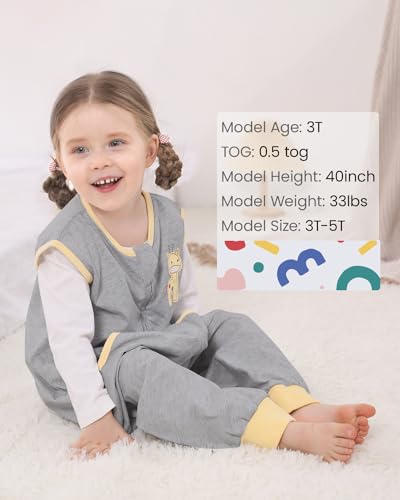 Image of HOMEAL Baby Sleep Sacks, Toddler Wearable Blanket with Feet, Grey, Sleeveless 6M-5T, 12-18 Months, 18-24 Months, Medium