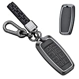 TECART For Genesis leather Key Fob Cover Metal Key Case Shell for G80 GV80 GV70 G90 8 Buttons Car Accessories Black