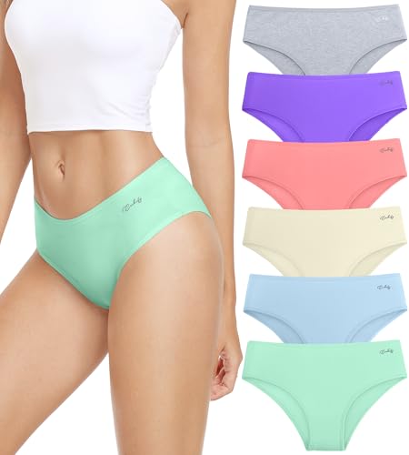 anqier Unterhosen Damen, 6er Pack Baumwolle Panties Atmungsaktiv Slips Damen Bequeme Hipster Frauen Unterwäsche