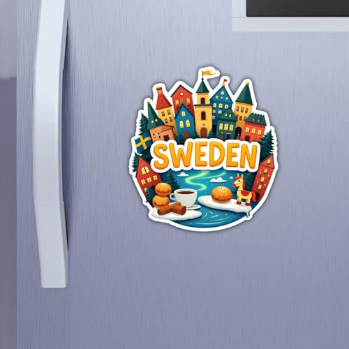 Image of Zesta Wooden Fridge Magnets Set | Refrigerator Decor Magnets for Kitchen | India Souvenir Fridge Magnet Collection | Wooden Magnet for Fridge Door Decoration (Swedan)