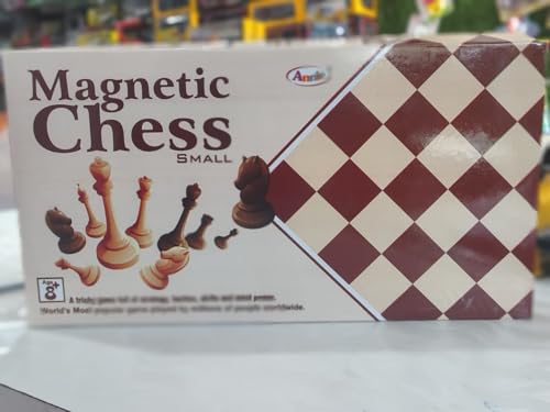 Image of Magnetic Chess Set - 1:16 Scale Brown Foldable Board with Magnetic Pieces, Portable for Travel, All-Terrain Play