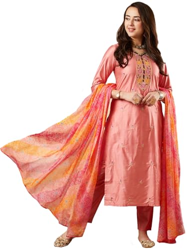Image of ANNI DESIGNER Women's Cotton Blend Kurta with Pant & Dupatta