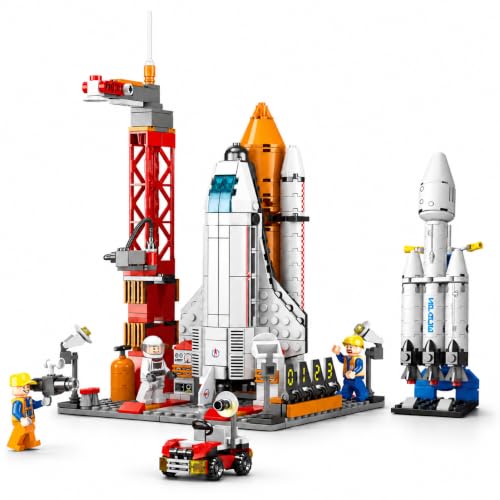 Image of SKY LINE OCEAN 8861 Space Ship Exploration Rocket & Launcher Set + Falcon Heavy Rocket 79 PCS Combo, STEAM Aerospace Building Kit, 5-Year Structural Warranty