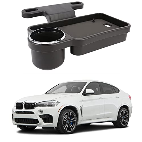 Image of Oshotto (FT-04) Foldable Car Auto Headrest Rear Back Seat Table Drink Food Cup Tray Holder Compatible with BMW X6 - Black