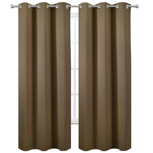Image of LEMOMO Brown Thermal Blackout Curtains /42 x 95 Inch /Set of 2 Panels Room Darkening Curtains for Bedroom