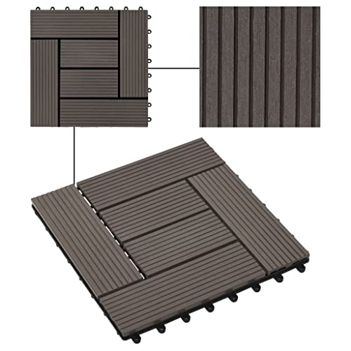 WPC tuintegels, 22 stuks, 30 x 30 cm, 2 m², antislip tegels voor terras, veranda, paviljoen en zwembad, middenbruin, donkerbruin - Image 5