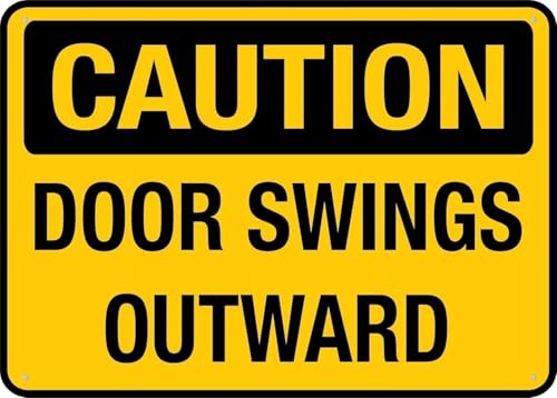 Door Swings Outward Metal Wall Plaque Direction Indicator Decor Road Street Yard Lawn Farmhouse Construction Entry Boundary Public Premise Fence Mount Daily Access Reminder Notice Marker 8x12 Inch