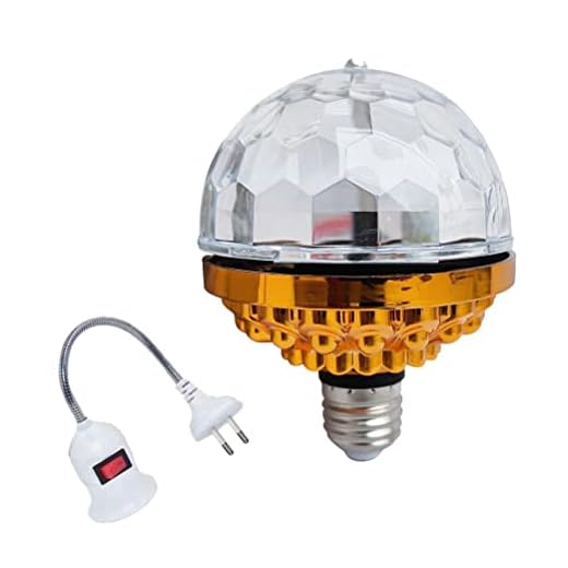 Bola de Luz Giratoria de Colores DJ Crystal RGB Party Light Disco Ball LED RGB Strobe Party Lámpara Bombilla Bola Giratoria Bombilla con Enchufe(E.U. regulations)