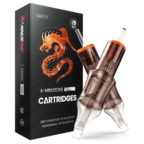 A-minusone 20 Pcs 1209RM Standard Disposable Tattoo Needle Cartridges - 20 Pack of Round Magnum Needles with Membrane Safety Cartridges for Tattoo Artists Cover