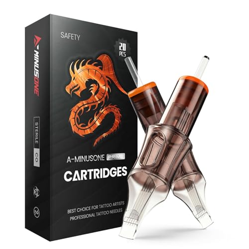 A-minusone 20 Pcs 1215RM Standard Disposable Tattoo Needle Cartridges - 20 Pack of Round Magnum Needles with Membrane Safety Cartridges for Tattoo Artists