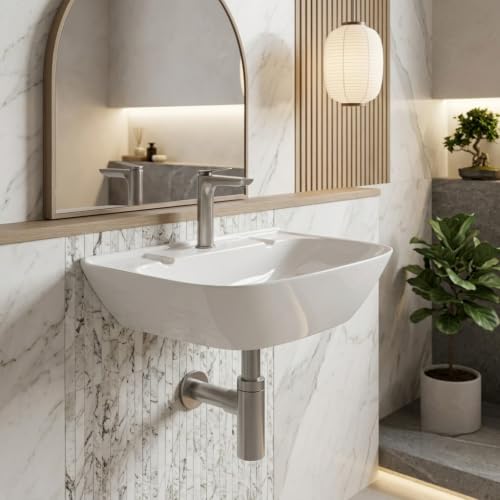 Image of Wall Mounted Wash Basin for Bathroom /Wall Hung Wash Basin /Ceramic Sink (43x31x14.5cm).