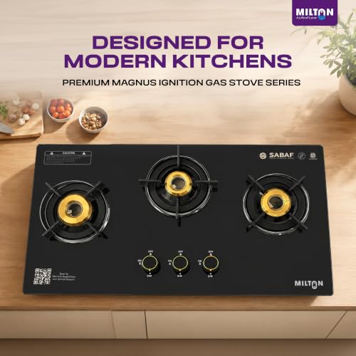 Image of Milton Magnus 3 Burner Gas Stove Hobtop | Built-In Hob with Auto Ignition