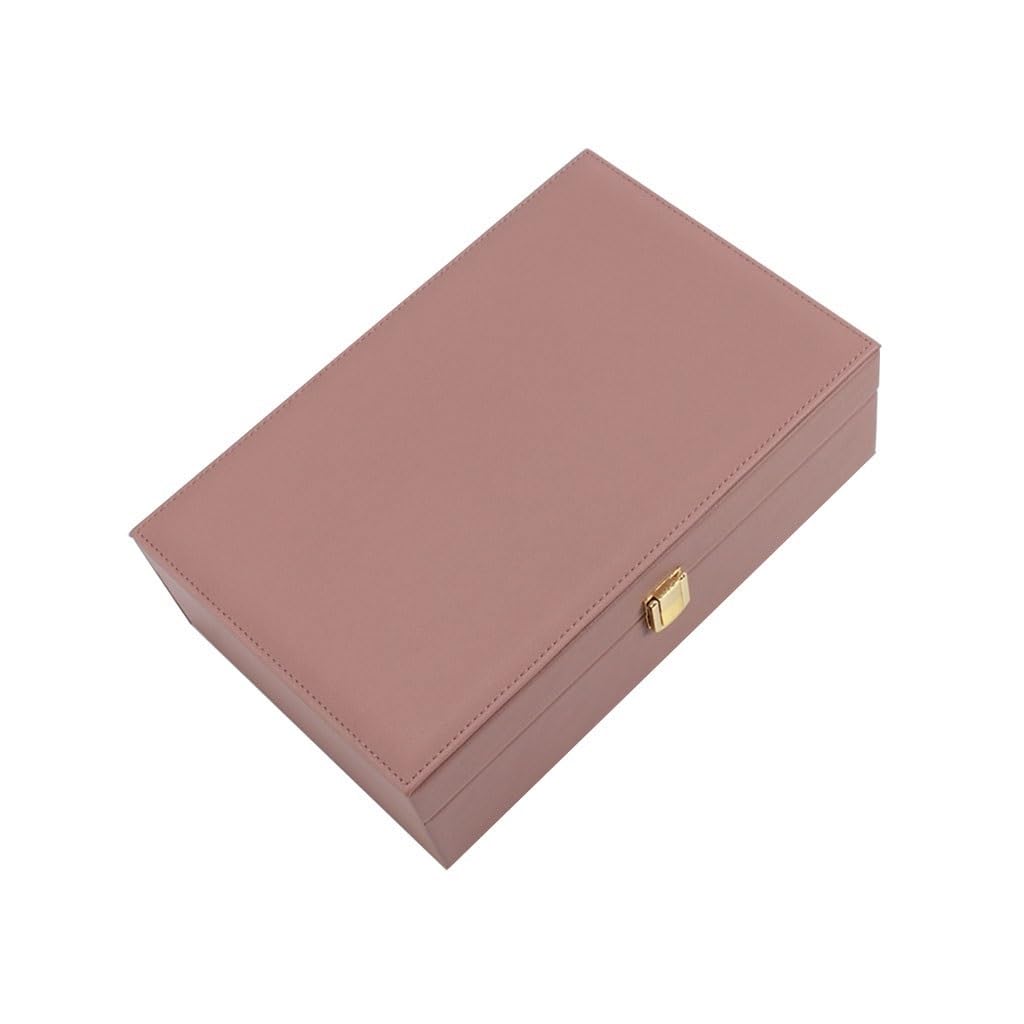 ANVLOJRIH Jewlrey Box Jewelry Box Leather Double Jewelry Box Storage Box Built-in Flocking Ring Earrings Necklace Bracelet Watch Storage Box Jewelry Box for Women(B)
