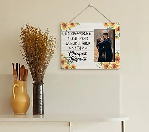 Haluosi To Mom Gifts Picture Frame, A Good Mother Is The Therapist, Tabletop Picture Frame Plaque Gift, Funny Gift For Mom, Sunflower Picture Frame Home Decor Sign, Mother's Day Gift For Best Mom #TOP6