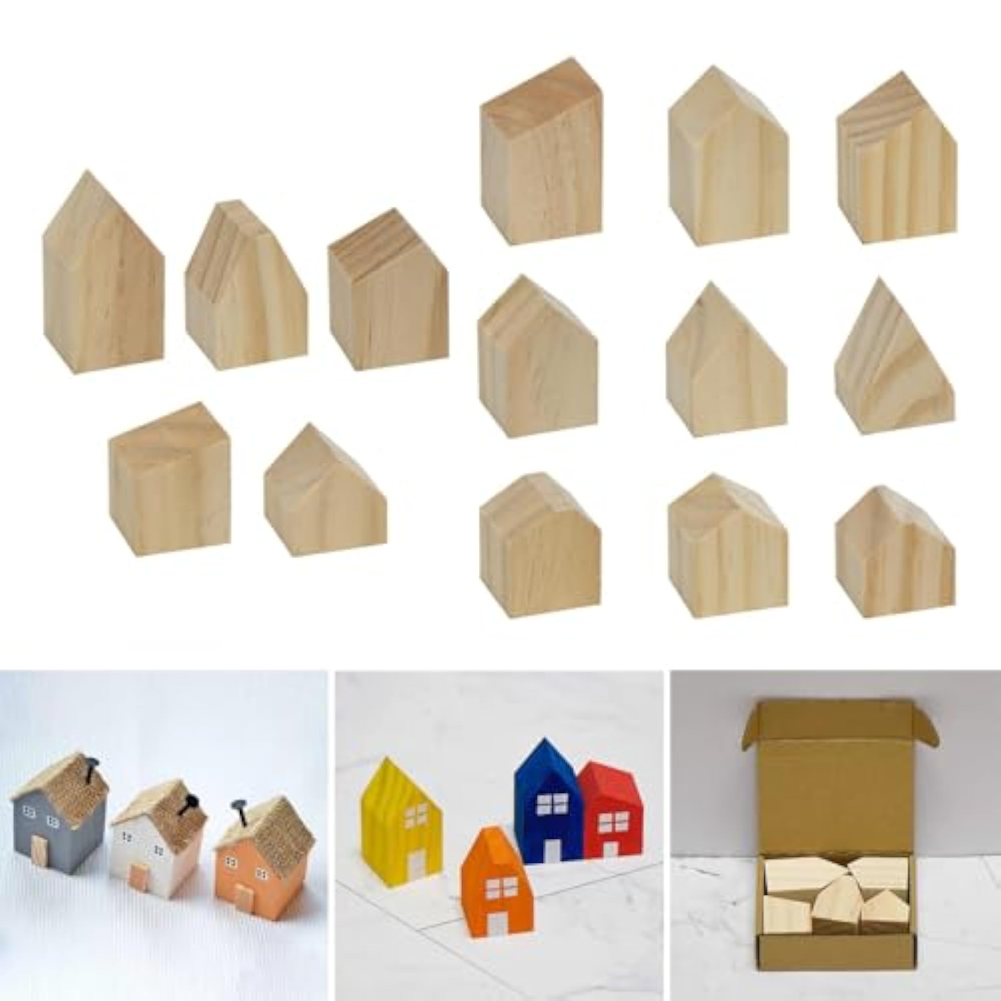 Tiny Blank Wood Cutouts for Weddings & Parties, 5Pcs