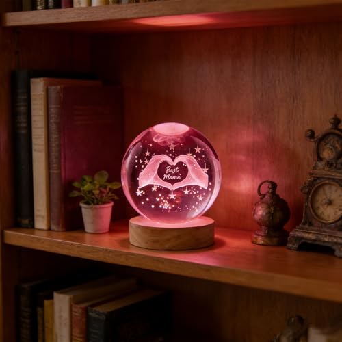 SPERMUOY Geschenk Mama Geburtstag,Muttertagsgeschenk 3D Glaskugel Geschenke für Mama zum Geburtstag,Ma-ma Geburtstagsgeschenk Mutter Tochter Geschenk Beste Ma-ma Gesch-enk